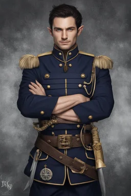 handsome elf first officer, with pointed elf ears