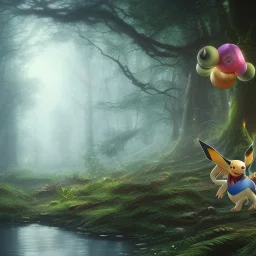 Mystery pokemon,Ambiance dramatique, hyperrealisme, 8k, high quality, lot of details, portrait,