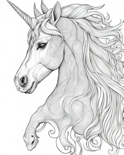 UNICORN WHITE BACKGROUND COLORING PAGE