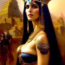 portrait beautiful face Cleopatra ,busty,medieval metal armor balanciaga fashion clothe painting by gaston bussiere, greg rutkowski, yoji shinkawa, yoshitaka amano, tsutomu nihei, donato giancola, tim hildebrandt, oil on canvas, cinematic composition, extreme detail,fit full head inside picture