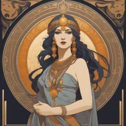 Alphonse Mucha-style image of the goddess Ishtar
