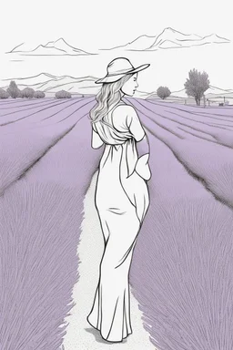 outline art of Lavender only black and white, no colour , White background. sketch style, clean line art, white background, no shadow and clear, no people, no colour