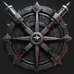 The Deicide, a weapon of immense power, forged in the depths of hell itself. The double trigger system, a design that ignites the imagination. The grenade launcher, a destructive force to be reckoned with. And the pentagram, a symbol of ultimate power and darkness. The God Killer in hell, a story waiting to be told through art.