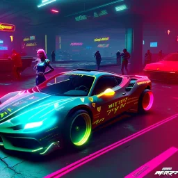 cyberpunk 2077 version of a ferrari 488