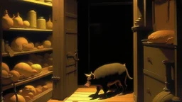 A Grim Pig in a Grim Pantry, by Maxfield Parrish