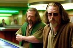 the big lebowski and Walter playing bowling on a radio station