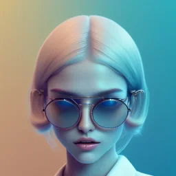 isometric clean art of symmetrical super cute cute cute girl wearing shades, full wet lips, soft lighting, overcast shadows, soft pastel gradients, high definition, 3d icon clay render, blender 3d, studio lighting, god rays, octane render, unreal engine 5