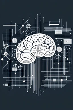 A clipart of a stylized brain interlocked with financial charts and graphs, conveying analytical power and intelligence. The brain should be central, with the charts forming a halo around it, signifying the empowerment of strategy through analytics. Maintain a grayscale theme with minimalist design elements, clean lines, and a modern feel suitable for a fintech company.