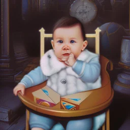 a baby in a fantasy card illustration, cartoon style
