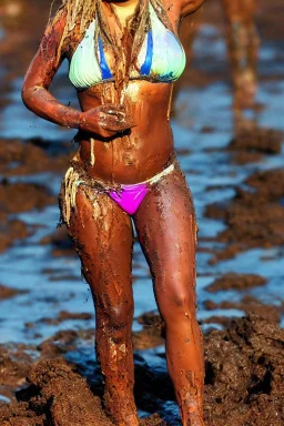 In the endas Mariah emerged from the muddy battlefield, victorious but exhausted, her bikini remained a testament to her arduous triumph. Its once vivid colors now dulled by the muddy contest, it stood as a reminder of the fierce struggle she had overcome and the indomitable spirit that had propelled her forward. With mud-streaked bikini and a heart that beat with the rhythm of conquest, Mariah pressed on, ready to face the challenges that awaited her in the untamed wilderness, where her spirit