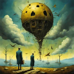 Malinvestment as a result of low interest rates, unintended consequences of the schemer dreamer, Economics is where liberal dreams go to die, neo surrealism, creepy, by Brian Despain, vivid colors, cel shaded, existential angst, cunning abstractions