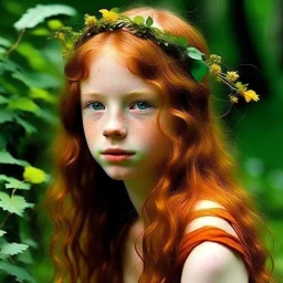 pretty girl, aged 13, ginger, conventionally attractive, dreamy, faun, satyr