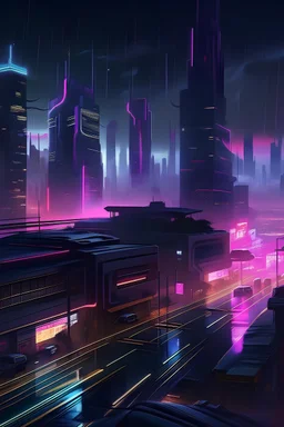 At night, a highly detailed digital painting of an innovative cyberpunk cityscape featuring neon-lit skyscrapers, a mixed crowd, and flying cars, unreal engine, cyberpunk, neon, photo realism