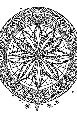 outline art for stoners coloring pages with A very simple stained glass style design featuring swirling smoke patterns and intricate cannabis leaf details., white background, sketch style, fully body, only use outline, mandala style, clean line art, white background, no shadows and clear and well outlined