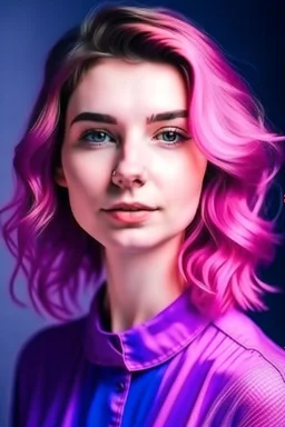 potrait of pretty lady in violet and pink color