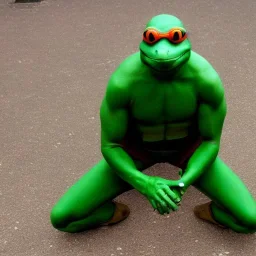 Frogman that resembles teenage mutant ninja turtles