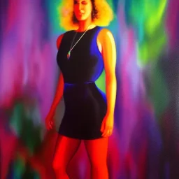 Full body portrait, painting, medium shot lady Cyberparadism AbstractTech