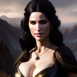 Ultra detailed fullbody Portrait in oil on canvas of beautiful busty Yennefer of Vengerberg ,extremely detailed digital painting, extremely detailed face, crystal clear eyes, mystical colors ,perfectly centered image, perfect composition, rim light, beautiful lighting,masterpiece ,8k, stunning scene, raytracing, anatomically correct, in the style of Steve Jung and robert e howard and Wizyakuza and Ohrai Noriyoshi and Simon Bisley and uncannyknack.