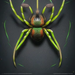 This spider is the size of a small horse, with eight long, slender legs tipped with sharp, venomous claws. Its body is covered in shimmering black fur, and its eyes glow a bright, otherworldly green. It has a pair of venomous fangs that can be extended from its mouth, and it can spin webs of magical energy to ensnare its prey. This spider is intelligent and cunning, and it is feared by all who encounter it in the realm of fantasy.