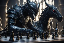 Chess knight symbiote in 8k solo leveling shadow artstyle, close picture, intricate details, highly detailed, high details, detailed portrait, masterpiece,ultra detailed, ultra quality