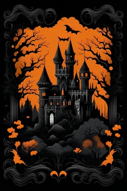 graphic Halloween, black castle