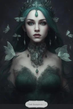 Dark green hair, elven crown emerald Water lilies long hair lotus night Fairy princess rapunzel hair queen crown dragonflies fireflies elven tiara flowers fairy wings gothic dark green