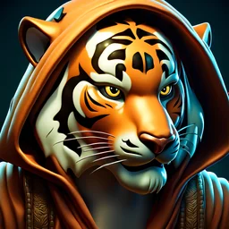 a close up of a tiger wearing a robe, a character portrait, 3 d icon for mobile game, card game illustration