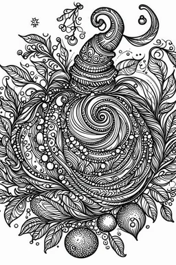 A Christmas ornament coloring book, bold ink line drawing sketch illustration, highly detailed