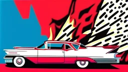 stalking a cadillac eldorado 1959 flammable,pop art, Andy Warhol.Roy Lichtenstein.