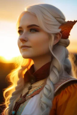 young female air genasi with sunset ombre hair