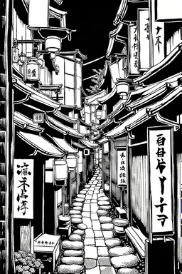 Japanese alleys, line arts