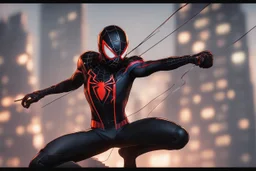 Miles morales in 8k nier automata drawing style, spider man them, cinematic mood, neon effect, close picture, bones, highly detailed, high details, detailed portrait, masterpiece,ultra detailed, ultra quality