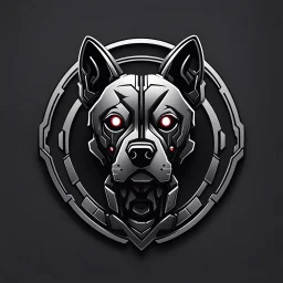 a blank background a dark themed logo that looks like the cyborg dog