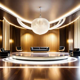 beautiful dance stage in luxury modern hall dynamic lights, modern furniture