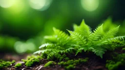Green Leaves Fern Sprout Moss Macro Forest Wallpaper Blur Bokeh Background 4K
