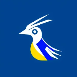 logo for financial software using three simple 2d shapes to form a hoopoe bird looking backwards with blue, gray, and gold color blocks
