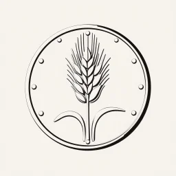 logo of a coin with a wheat sheaf engraved on it, high contrast vector