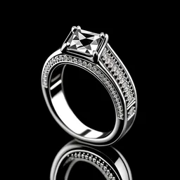 Radiant ring with trapezoid Side diamonds