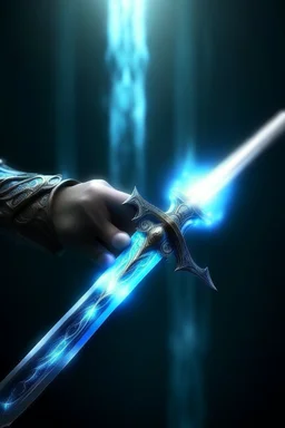 A two hands sword with blu magical energy