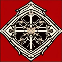 Make a medieval symbol for a samurai knight, it must be dark red and symmetrical.