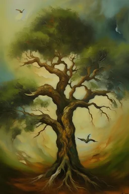 painting of a winging tree