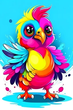 funny, cartoon and colorful turako bird