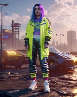 Billie Eilish, in stockings, cyberpunk2077