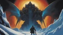 dark icy nuclear winter. concept art, mid shot, intricately detailed, color depth, dramatic, 2/3 face angle, side light, colorful background. style of Jeff Easley