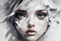 abstract girl art white eyes