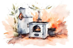 watercolor drawing of a Russian stove on a white background, Trending on Artstation, {creative commons}, fanart, AIart, {Woolitize}, by Charlie Bowater, Illustration, Color Grading, Filmic, Nikon D750, Brenizer Method, Perspective, Depth of Field, Field of View, F/2.8, Lens Flare, Tonal Colors, 8K, Full-HD, ProPhoto RGB, Perfectionism, Rim Lighting, Natural Lighting, Soft Lighting, Acc