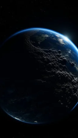Earth view from a distance, a lot of Intelsats orbiting around Earth, a shape of devilish dark body , Cinematic interstellar