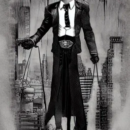 tall brutal man, steampunk, sin city style