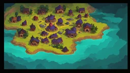 The Land of Stain and Mausoleums is a dim place. This land's color scheme includes aquamarine, yellow, and violet. It features dark lochs and chaotic villages.