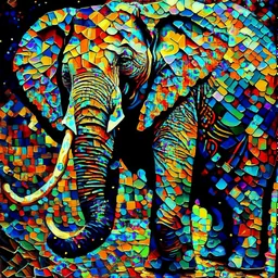 Listen said the elephant It is conservation time. Salvador Dali style, painting, patchwork, cosmic Modifiers: highly detailed fantastic view colourful quilling Leonid Afremov cosmic painterly patchwork